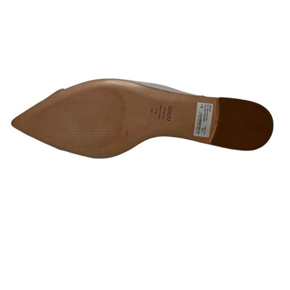COPY - NIB SCHUTZ CLEARLY LEATHER FLAT BEIGE POINTY SLIP ON / FLAT MULE SHOES  … - Picture 6 of 10